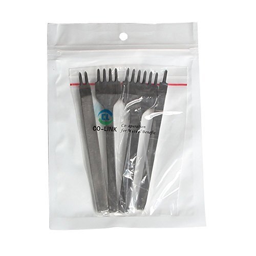 DIY Edelstahl flach Meißel 4mm 1/2/4/6 Zinken Leder Craft Loch Stempel Pitch Hole Nähten Schnürung Lochen Sew Tools (4-Piece Set) - 8