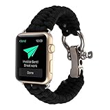 iBâstte Für Apple Watch Series 4 Gurt für draußen EDC Gurt 40 mm / 44 mm Weiches Geflochtener Riemen Ersatz Sport Armband Handschlaufe mit Schnalle Verschluss