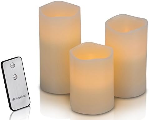 3 LED candles with remote control | 4 piece set made of real wax with flickering flame for cosy evenings