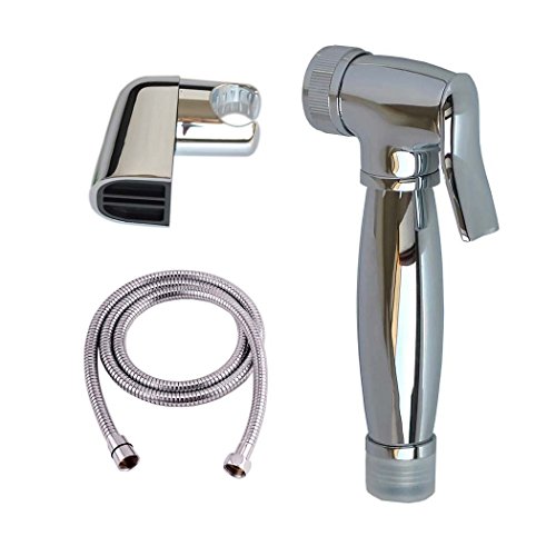 PHOEWON Toilette Bad Bidet Set Chrom Messing Duschkopf / Bidet Handbrause mit 1.2M Lange Bidet Schlauch und Klammer Halter, Shattaf Bidet Douche Spray Set - 2
