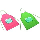 2 piece Los niños impermeable delantal con rana de dibujos animados Impreso para pintura...