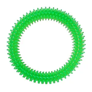 KAALS The Doggie Style Non-Toxic Pet Rubber Dental Chew Spike Ring Toy for Dogs (Green)