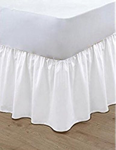 Plain Dyed Poly Cotton Soft Frilled Base Valance Sheets Bed Sheets Covers All Sizes (Double, White)
