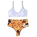 Produktbild Fuibo Damen Bikini Set Frauen geknotete gepolsterte Tanga Bikini hoch taillierte Scoop Badeanzug Strand Bademode Zweiteilige Strandkleidung Bandeau (M, Gelb)