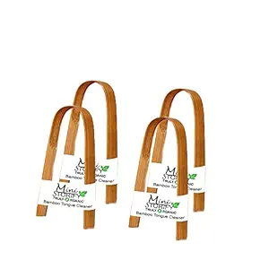 Mini Storify Wooden Bamboo Tongue Cleaner Natural, Biodegradable, Healthy, Hygiene, Eco-Friendly Oral Cleaning for Mouth Care, Kids, Adults, Men, Women (Brown, Set of 4)