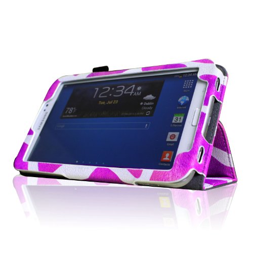 Fintie Samsung Galaxy Tab 3 7.0 (7 Zoll) SM-T210 SM-T211 Hülle Case – Slim Fit Folio Bookstyle Kunstleder Schutzhülle Cover Tasche mit Ständerfunktion und Stylus-Halterung, Giraffe Lila - 5