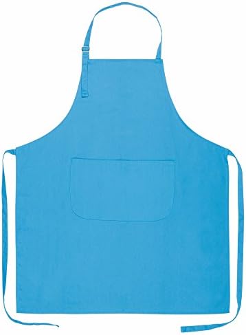 Kitchen Apron Bib Apron 100% Cotton 70 x 85 cm with Adjustable Neck Band and Pocket on Front. turquoise
