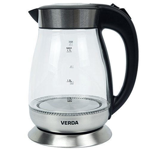 VERDA Wasserkocher 1,7L 2200W Edelstahl LED BELEUCHTUNG Glas SN0617L-7 - 5