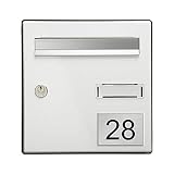 Numéro pour boite aux lettres personnalisable rectangle grand format (100x70mm) gris argent chiffres noirs