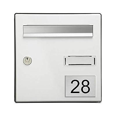 DECOHO Numéro pour boite aux lettres personnalisable rectangle grand format (100x70mm) gris argent chiffres noirs
