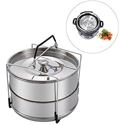 Cuiseur Vapeur 2 Couches en Acier Inoxydable, Cuiseur À Vapeur Empilable À Grille avec Couvercle et Panier