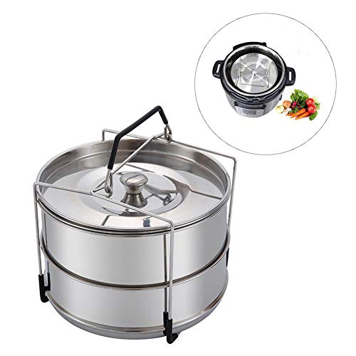 Cuiseur Vapeur 2 Couches en Acier Inoxydable, Cuiseur À Vapeur Empilable À Grille avec Couvercle et Panier