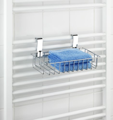 WENKO 20400100 Universalablage Smart L – für Handtuchheizkörper, Stahl, 30 x 13 x 20 cm, Chrom - 3