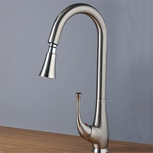 FHLYCF European modern pull type rotary mixing tap household kitchen tap ware brushed nickel copper sink faucet