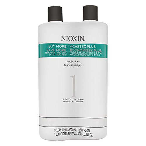 Nioxin System 1 Cleanser & Scalp Therapy Duo Set For Normal To Thin-Looking Hair 33.8 Oz (1 Liter)