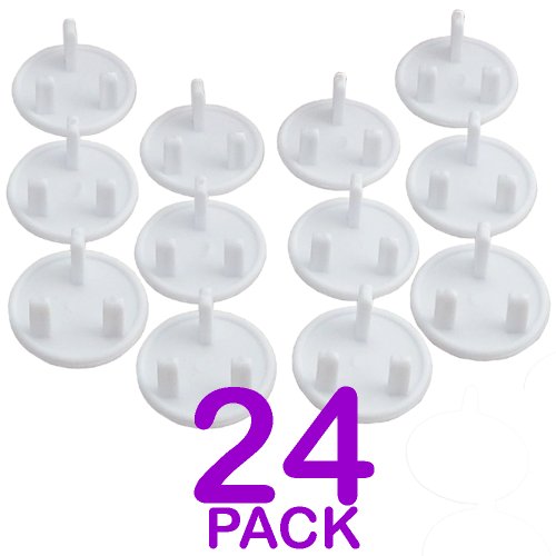 12/24 Pack - Baby/Child Proof Plug Socket Safety Cover Protector Protection Guard - Round 3 Pin Plug Socket UK (24 Pack)