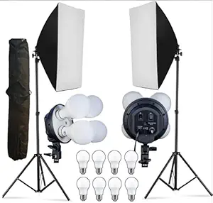 Powerpak SL-4B | 8 x LED Bulb Studio Light Kit | 6 Feet Photography Light Stand | Videography, Product Photography, Studio Equipment Kit | Studio Lighting & Photography with Removal Diffuser