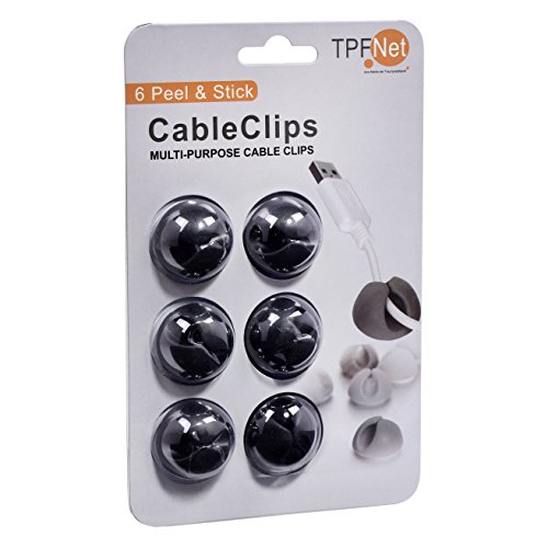 TPFNet Premium 6 Piezas CableDrop - Cableclips - Clips de Fijación Negro