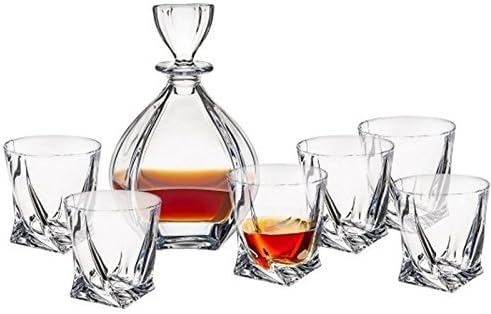 Crystal Decanter Set - 750ml Decanter Matching 6 Tumblers Lagoon Collection Whisky Spirits Whiskey
