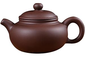 HONHEAM Tetera Kungfu de cerámica hecha a mano (3 onzas), tetera clásica china Zisha, accesorios de decoración de arcilla púrpura Yixing (S)