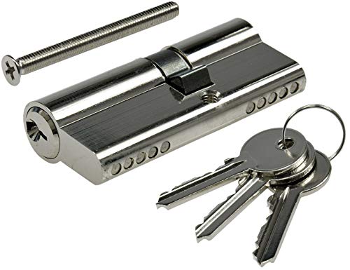 Preisvergleich Produktbild ChiliTec Schließzylinder für DIN Einsteck-Schlösser erhöhte Sicherheit (Zylinder + 3 Bartschlüssel, 70mm (40+30mm))