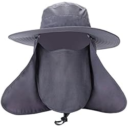 Hemore Gorra de Pesca al Aire Libre 360 ° Protección Solar Sombrero Protección UV Desmontable Ala Ancha con Solapa para el Cuello Unisex Para ir de Excursión Escalada