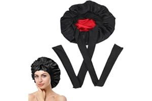 BIBITI Silk Bonnet,Gorro De Seda para Dormir,Pelo Satin Gorros Saten Rizado Dormirs Caps Sleeping Silks Capa,Ajustable de Seda, Doble Capa Suave con Banda Ancha,para Liso Curly Mujeres Y Niñas Cabello
