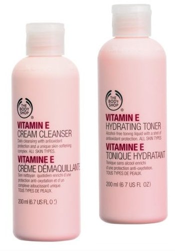 The Body Shop Vitamin E Cream Cleanser 200ml + Vitamin E Hydrating Toner 200ml For ALL SKIN TYPES