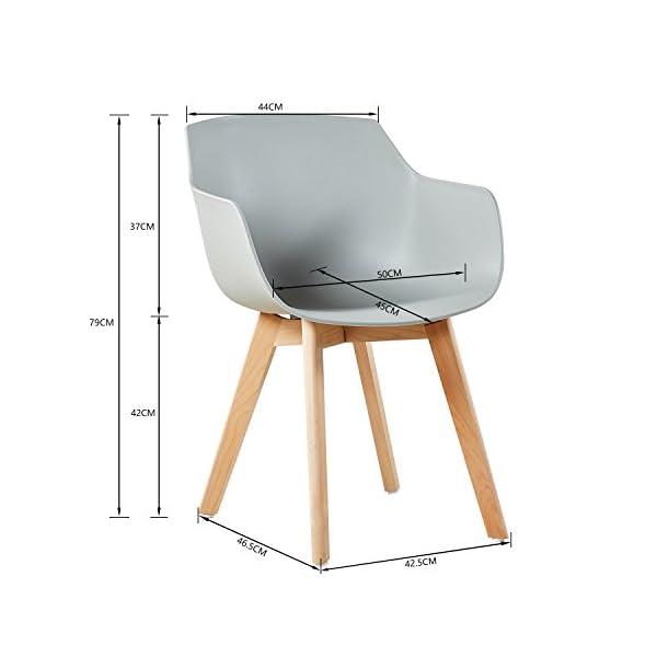 H.J WeDoo 2er-Set Wohnzimmerstuhl Esszimmerstuhl mit Armlehne und Buchenholz Retro Design Stuhl für Büro Lounge Küche… – Bild 9