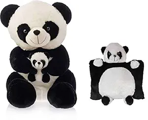 SRT Classic Edition Panda Teddy Bear With Panda Pillow (Large, Black And White)