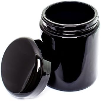 ultravioLeaf 250 ml (8.5 fl oz) Tall Black Ultraviolet Glass Herb Storage Jar - Airtight Stash Container by ultravioLeaf