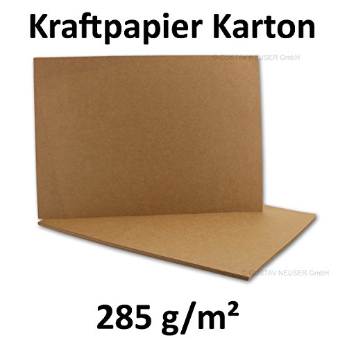 Kraftpapier-Karten in Braun | 50 Stück | Blanko Einladungs-Karten zum Selbstgestalten & Basteln | bedruckbare Post-Karten in DIN A6 Format | 285 g/m² g/qm | exklusive Grußkarten für besondere Anlässe