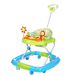 R for Rabbit Classic Rocking Baby Walker for Kids with Musical Toy for Baby Adjustable Height Control Handle Walker of 6 Months to 1.5 Year |Green Blue