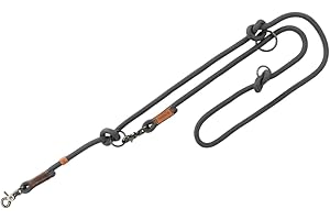 TRIXIE Hundeleine BE NORDIC V-Leine S–M, 2,00 m ø 8 mm in dunkelgrau/braun - verstellbare Hundeleine mit nordischem Charme - für kleine bis mittelgroße Hunde - 17221