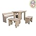 Produktbild Kindersitzgruppe mit Kindertisch zwei Stühlen und Bank aus Holz FSC unbehandelt von Gartenpirat®