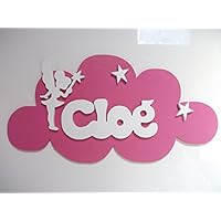 plaque de porte fée prénom en bois nuage personnalisé