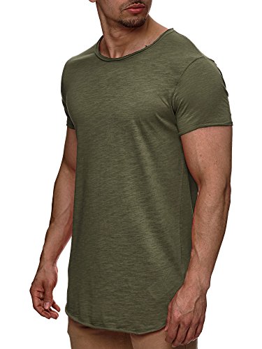 S!RPREME Herren T-Shirt Kurzarm Basic Longshirt Oversize Slim Fit Army L S!RPREME Herren T-Shirt Kurzarm Basic Longshirt Oversize Slim Fit Army L