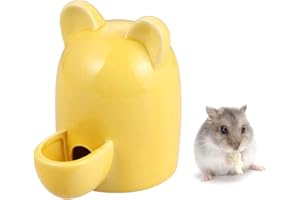 JSLEID Igel Wasserflasche Keramik, Hamster Wasserflasche Keramik Gelb, Automatischer Wasserspender Hamsterkeramik, Hamster Wasserflasche Keramik, Stumm, für Igel, Hase, Totoro, Katze, 300 ml