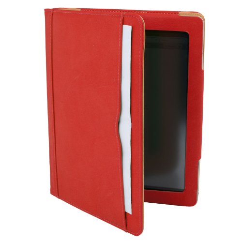 Madcase Apple iPad Air 2 / Air Smart Case Etui Faux Ledertasche Hülle mit Auto Schalf und Wach Sleep-Funktion inkl. Displayschutzfolie und Stylus Touch stift – Rot / Beige - 5