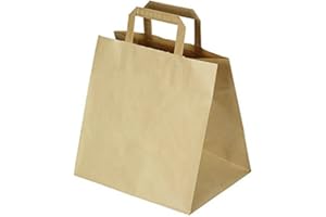 UNIVERS GRAPHIQUE 50 Sacs Repas à Emporter en Papier 11 Litres - Doggy Bag Avec Poignée Compatible Alimentaire à Fond Plat Solide Pour Restaurant, Déjeuner, Goûter, Déchet de Table