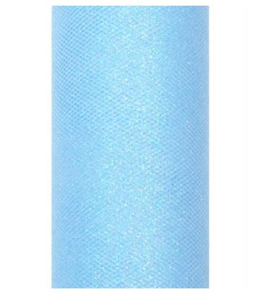 Preisvergleich Produktbild PartyDeco tiug15 – 011-karton – Rolle Tüll Glitter Hellblau