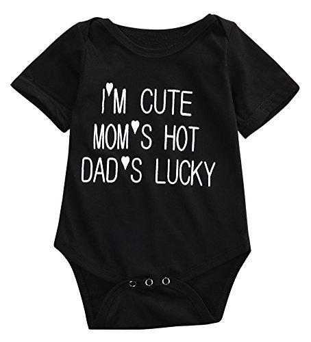 I’M CUTE and MOM’HOT Baby Infant Funny Bodysuits Newborn Vest Rompers (0-3 M)