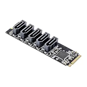 Layfuz M.2 to SATA3.0 Expansion Card M.2 to SATA 3.0 Adapter Card Converter Card with 5 SATA3.0 Ports JMB585 Chipset