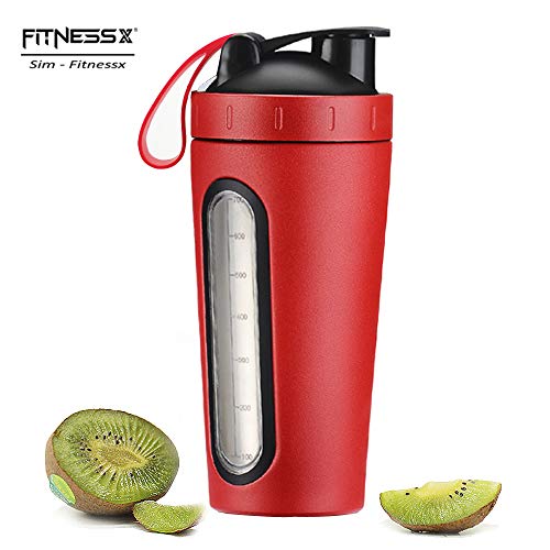 PLC020 Fitness Sport Bottle Shaker Proteine per Sportivi palestra Capacità 700ml (Rosso-700ml)