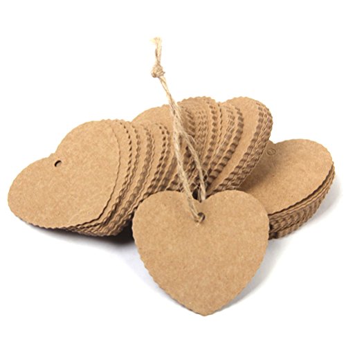 ULTNICE 100pcs Herz Lable Karte Tag überbacken Kraft Papier Tag Hochzeit Geburtstag Party Deko - 5