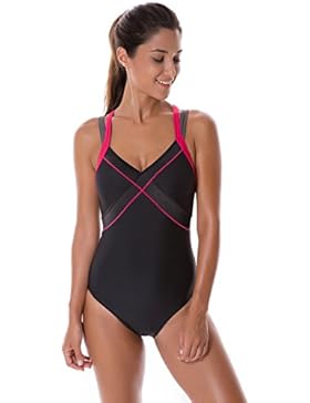 SYROKAN Damen Sports Badeanzug - doppelte Träger X-Rücken Einteiler Bademode