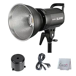 GODOX SL-60W 60W 5600?300K LED Video Light with Bowens Mount Continous Light - White Version | for Video Recording, Wedding, Outdoor Shooting ( Remote not Included) (SL60W)