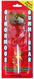Cherry &amp; Green Apple Ginormous Gummi Bear on a Stick (227g)