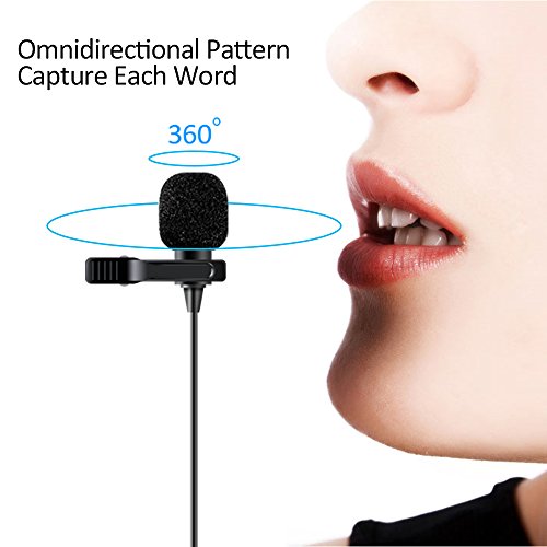 Maono microfono lavalier con ingresso cuffie splitter controllo clip-on risvolto intervista microfono per iPhone, Samsung, Android, smartphone, iPad, tablet