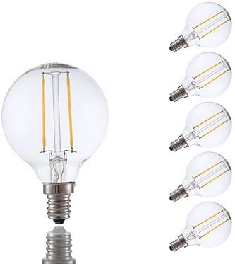 GDS 2W E12 LED Filament Bulbs G16.5 2 COB 200 lm Warm White Dimmable 120V 6 pcs